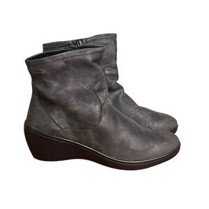 Romika Waterproof Graphite Ankle Wedge Booties EU 37 US 6-6.5 NWT